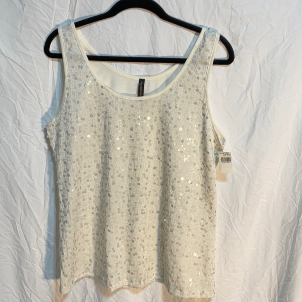 Massimo White Sequin Muscle Tee
